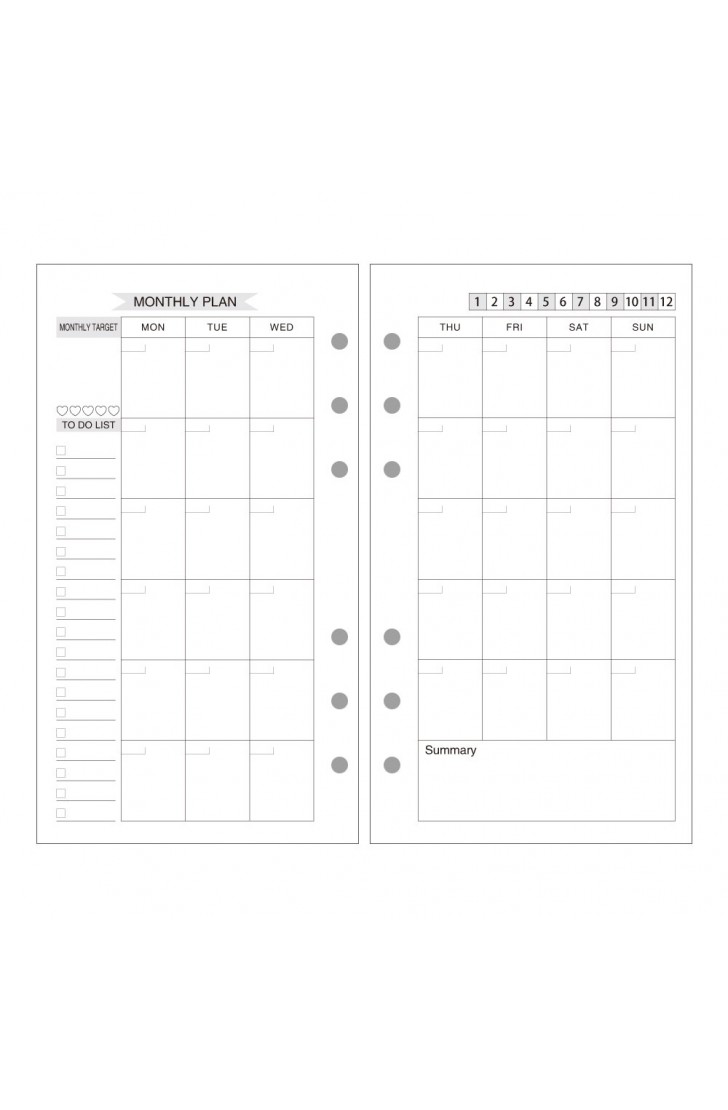 EvZ A6 Refill Month Planner Paper, 6 Holes Ring Binder Filler for 7 Inches Refillable Journal Notebook Diary Organizer Planner Inserts, 80 Sheets / 160 Pages EvZ A6 Refill Month Planner Paper, 6 Holes Ring Binder Filler for 7 Inches Refillable Journal Notebook Diary Organizer Planner Inserts, 80 Sheets / 160 Pages